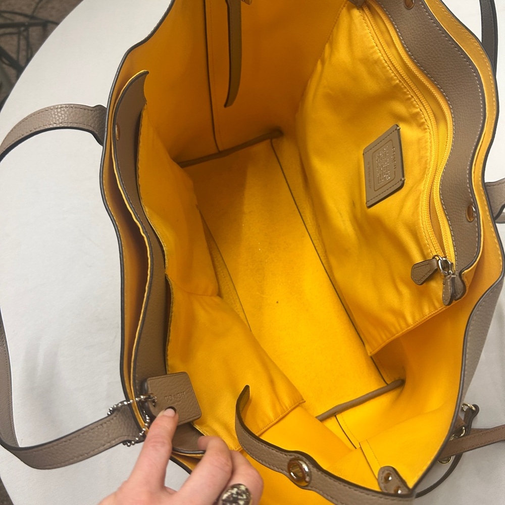 Coach Pebbled Leather Tote in Beige - Picture 4 of 16